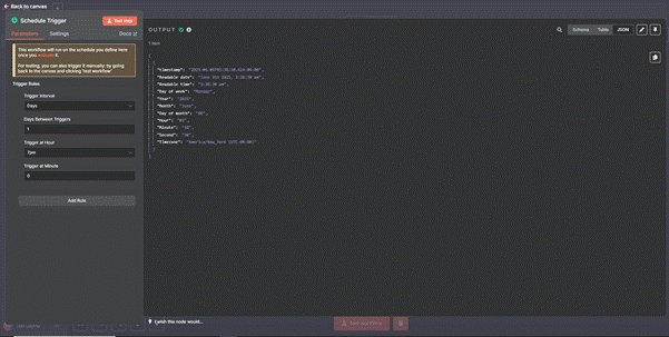 Cài đặt lịch đăng bài trong Schedule Trigger