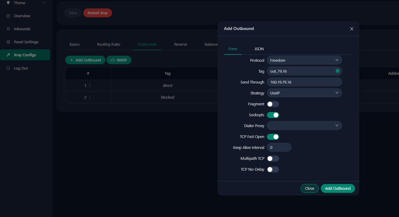 Cấu hình outbounds