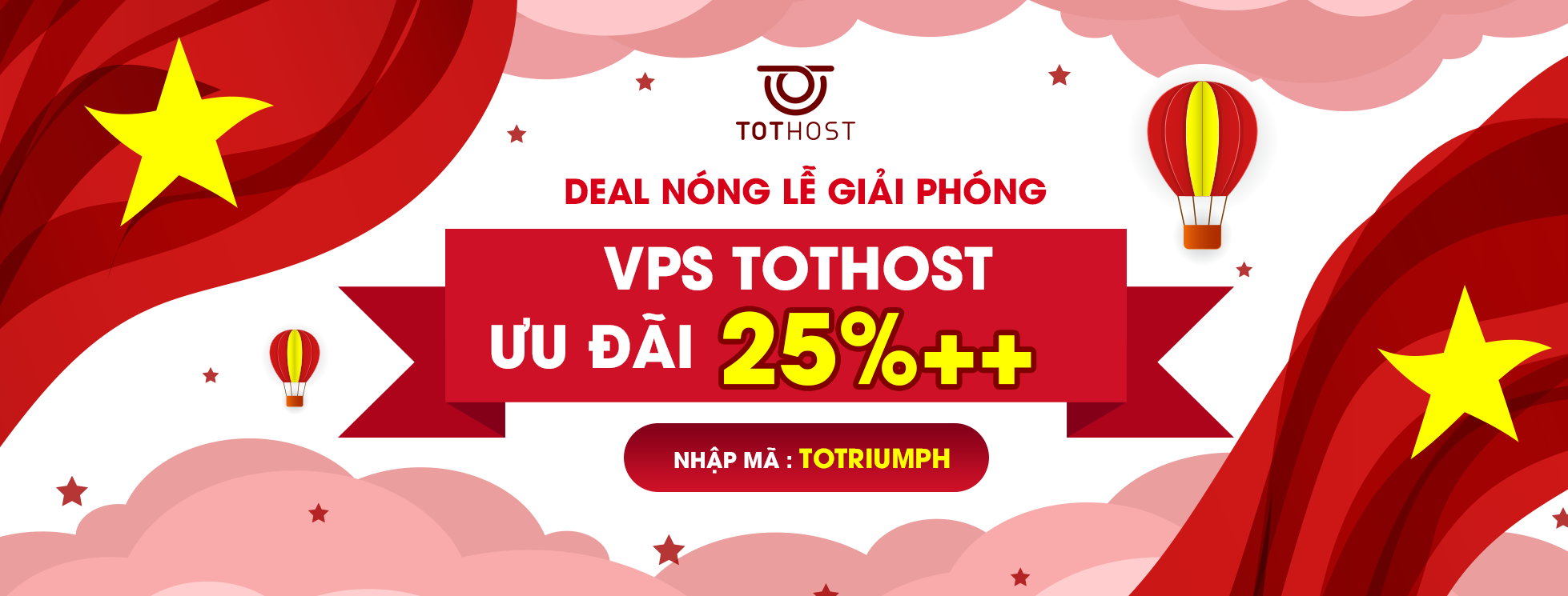 TOTRIUMPH: VPS CloudyTek ra deal nóng lễ giải phóng