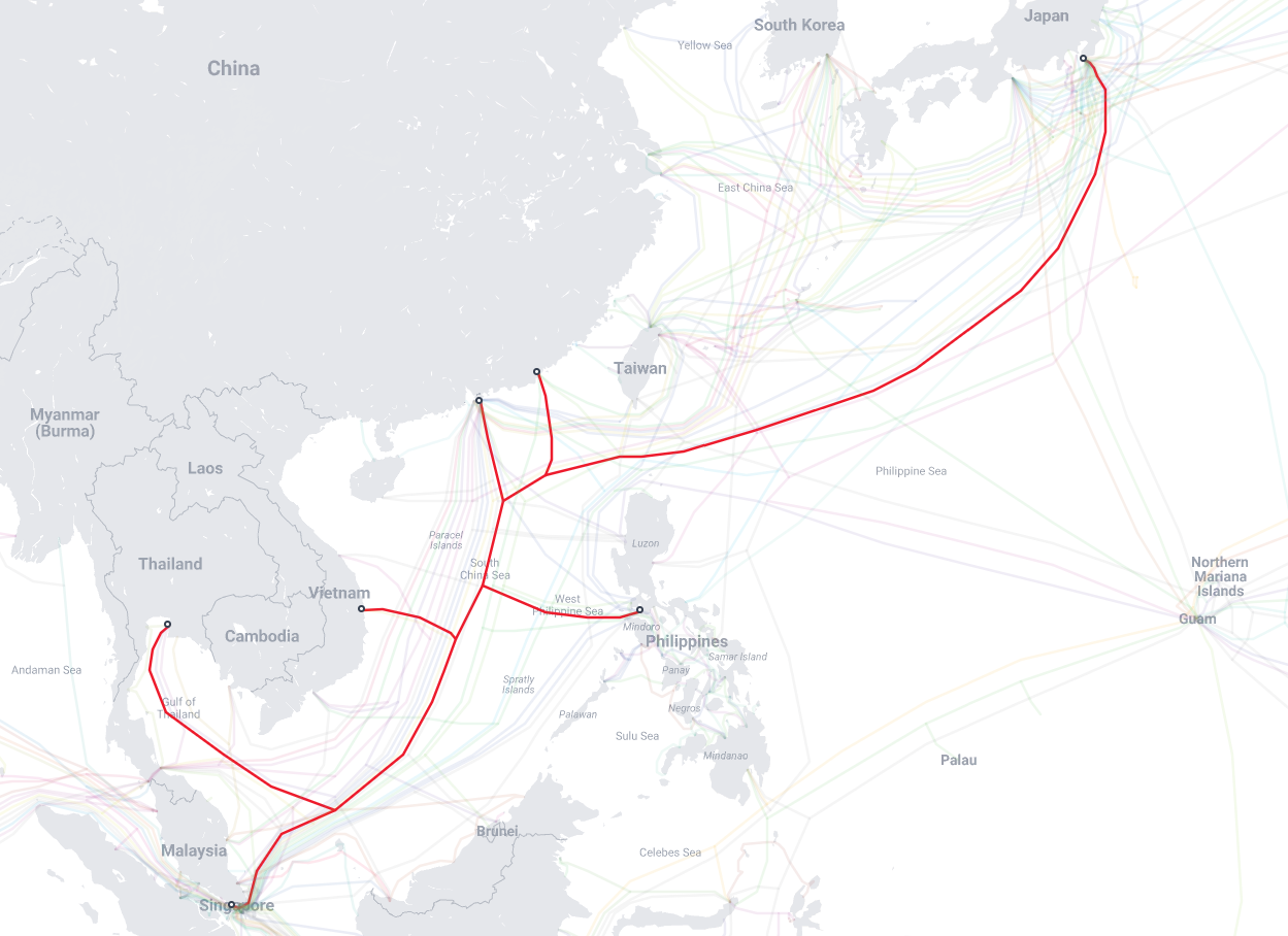 Sơ đồ tuyến cáp quang biển ADC