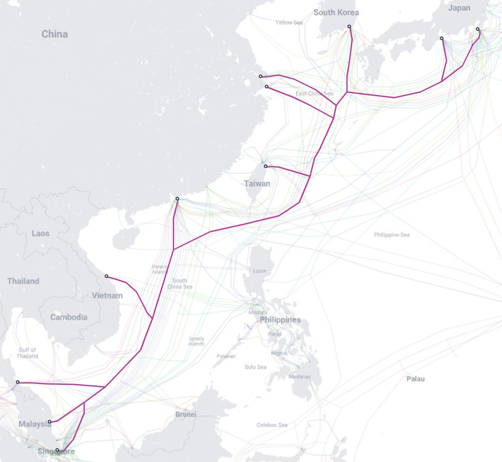 Sơ đồ tuyến cáp quang biển APG