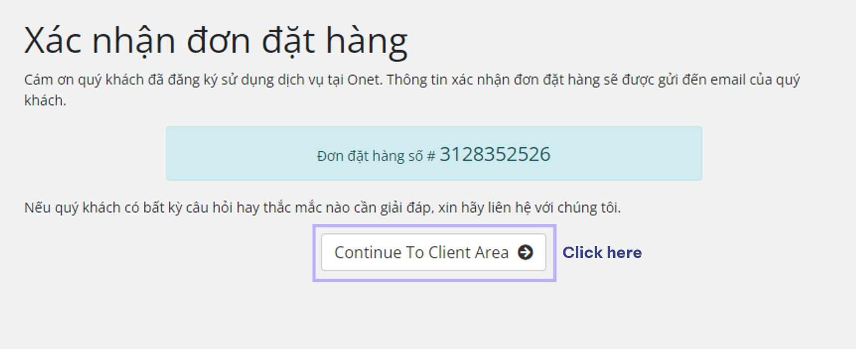 Xác nhận đơn hàng VPS TOT K