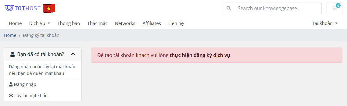 Để tạo tài khoản CloudyTek, bạn cần có đơn hàng