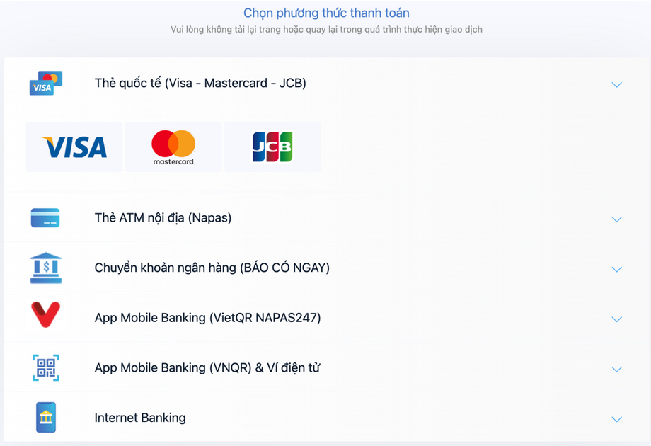 CloudyTek cung cấp đa dạng các phương thức thanh toán