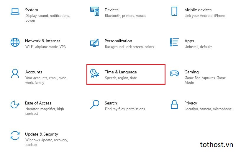 Truy cập Settings trên Windows