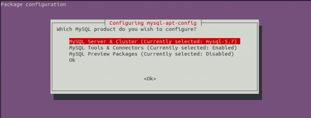 Hộp thoại config mysql lên repository