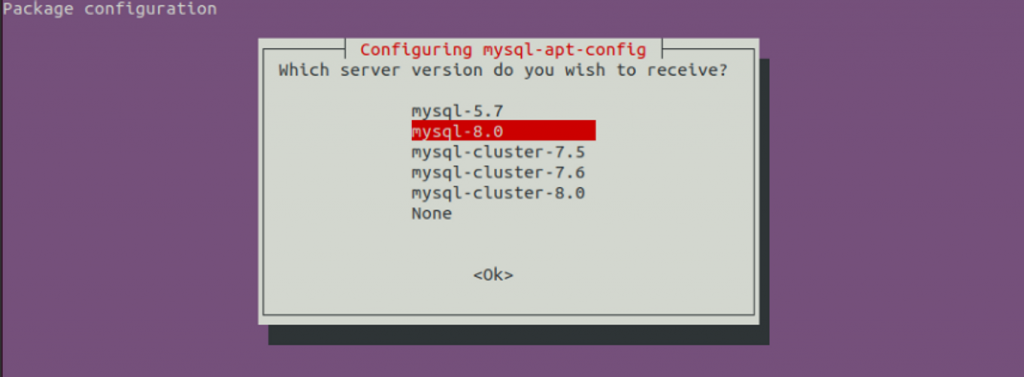 Hộp thoại config mysql lên repository