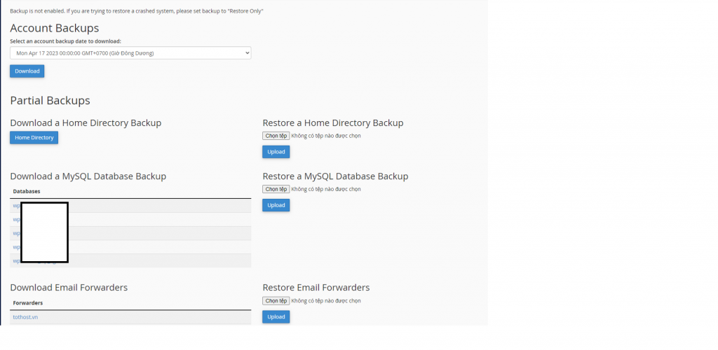 download db để chuyển web từ cpanel hosting sang vps linux