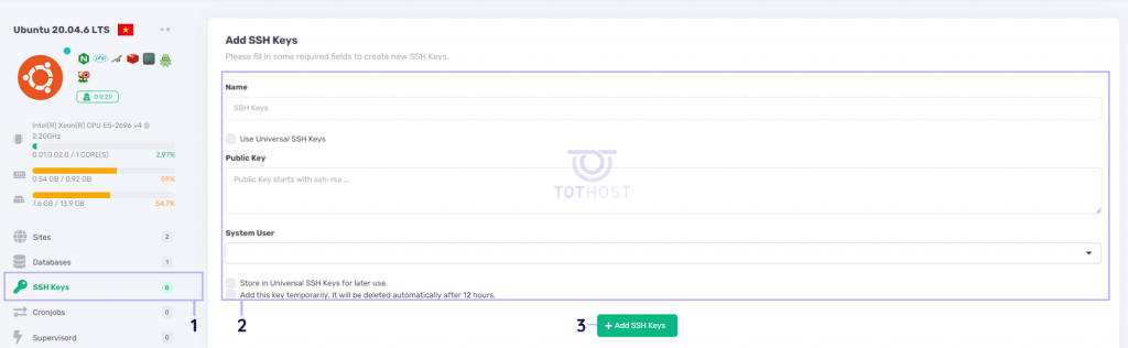 Cách thêm SSH keys cho trên XVPS