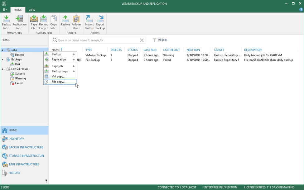 Giao diện thân thiện của VEEAM