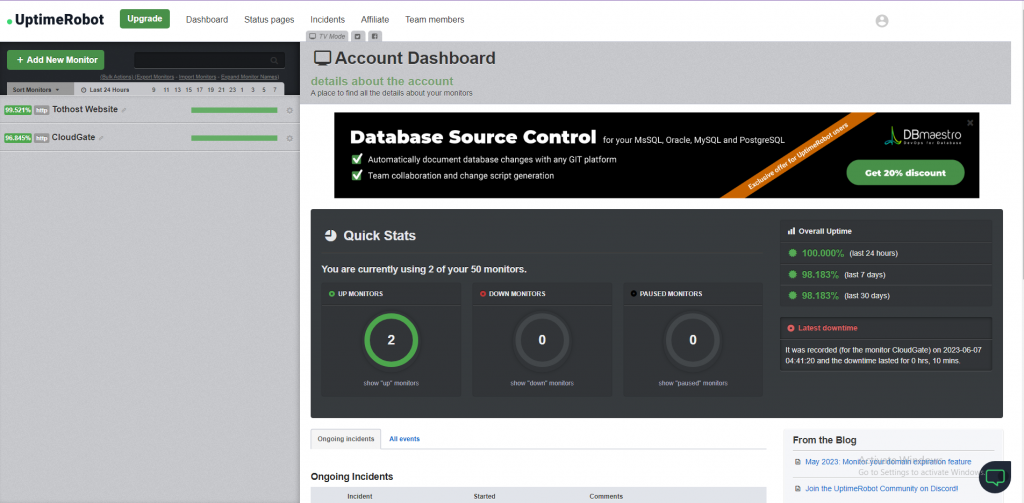 Uptime Robot Dashboard