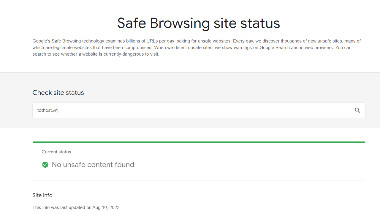 Kiểm tra tình trạng site trên Google