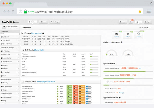 Giao diện Control Web Panel
