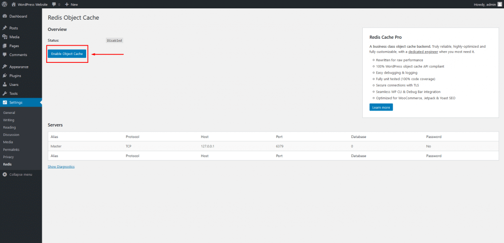 Cài đặt Redis Cache trong WordPress