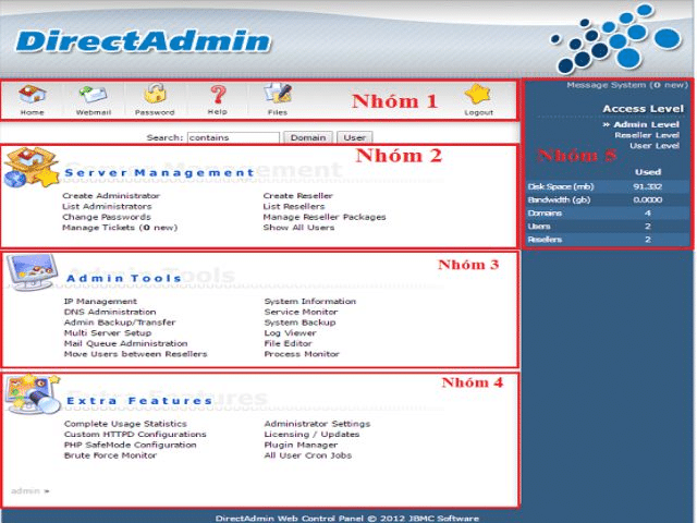 Trang quản trị DirectAdmin
