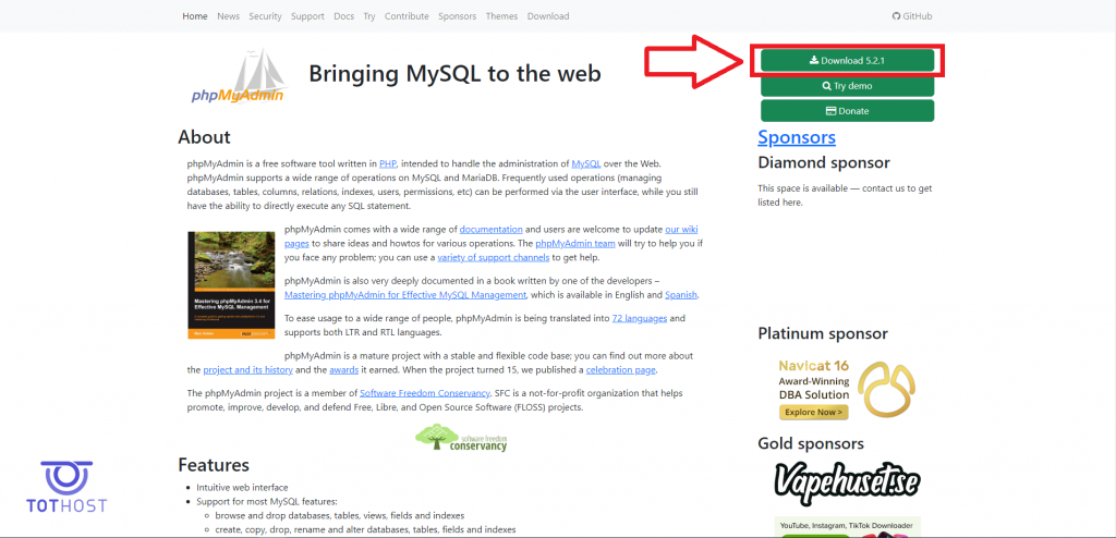 Bước 1 Cài đặt phpMyAdmin